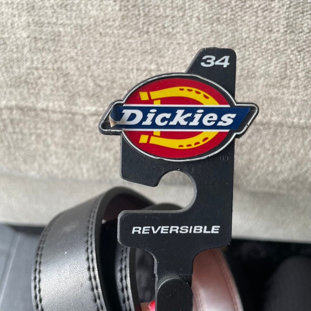 DICKIES Black Brown‎ Reversible New NWT Mens Belt Medium 34 Silver - Picture 3 of 3